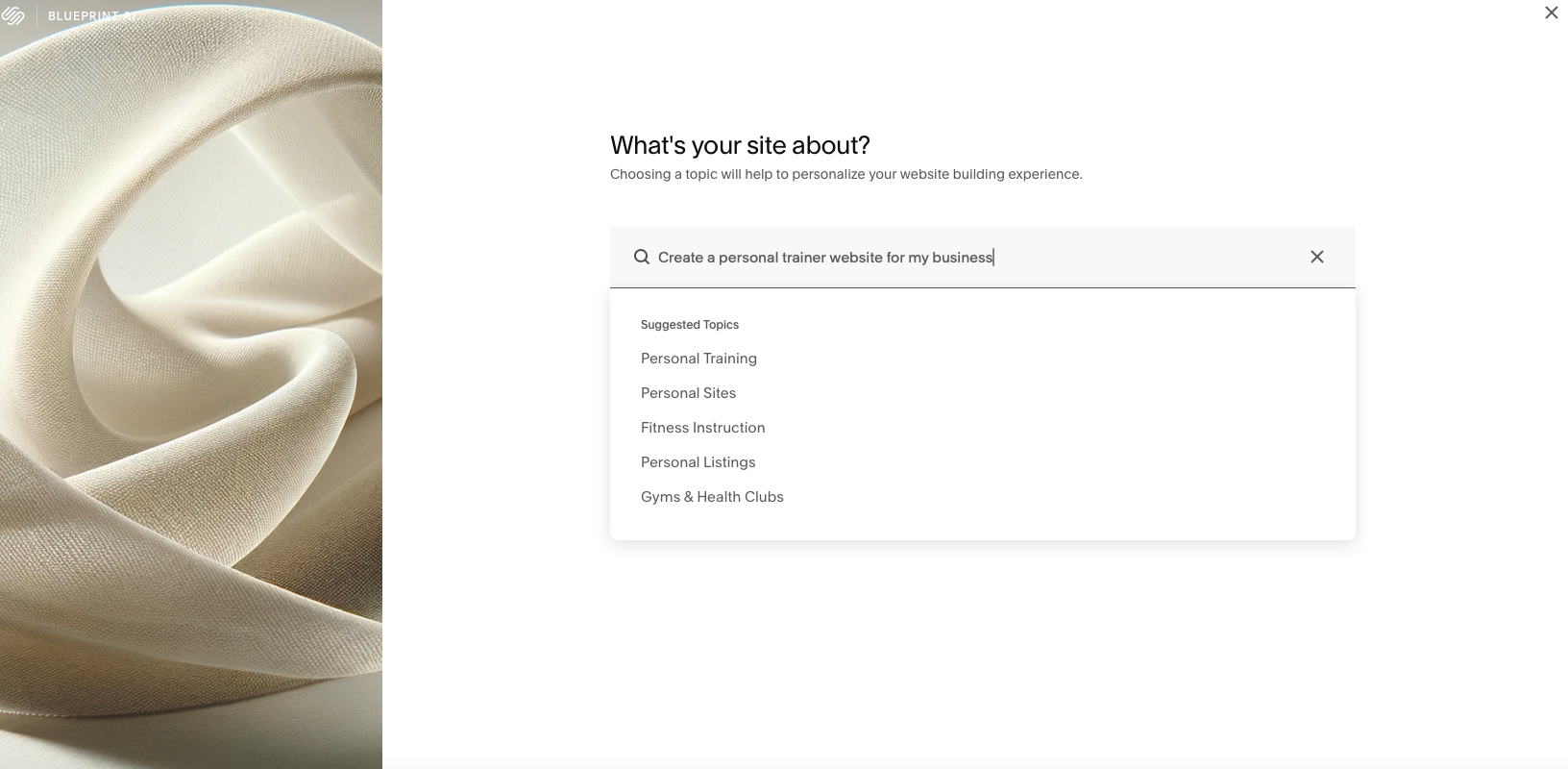 Squarespace AI initial screen