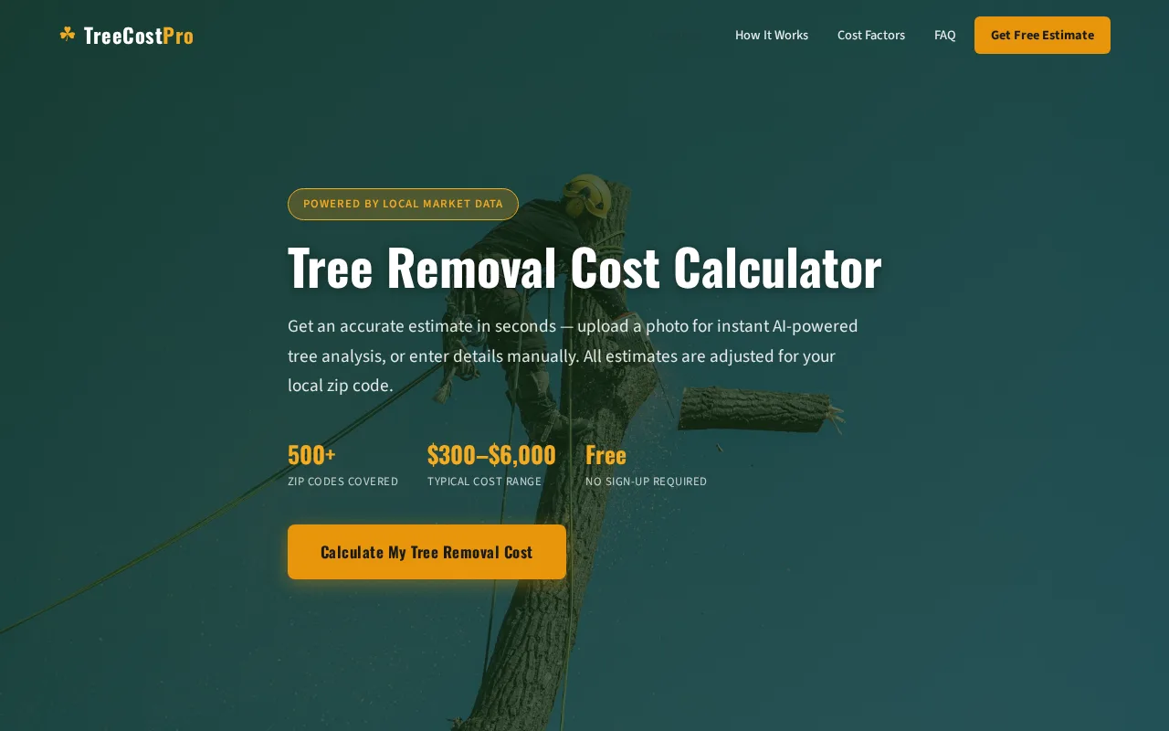 treeremovalcostcalculator.app — app built with Vibe Otter