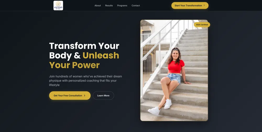 Ascend by Ada fitness coaching website