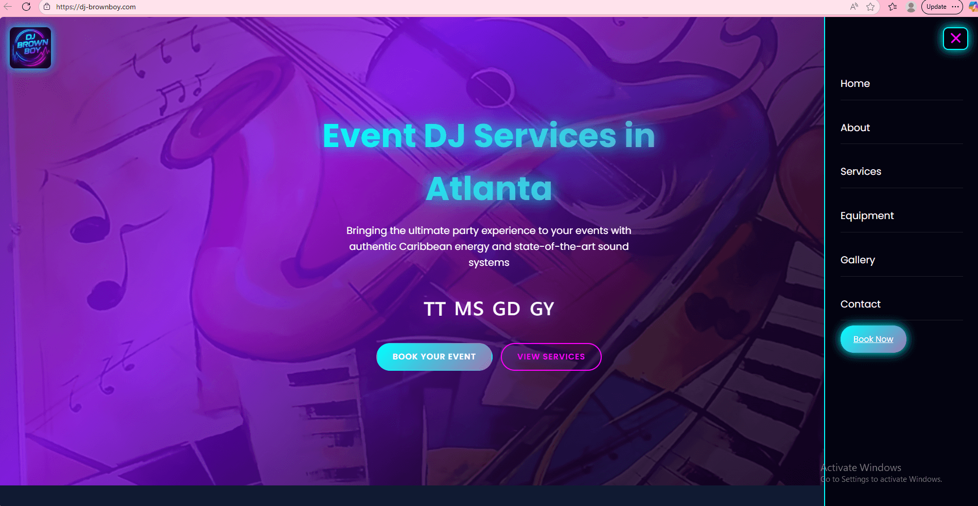 DJ and artist website design